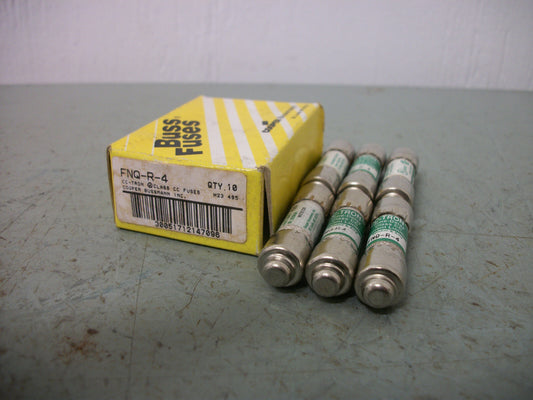 BUSSMANN BOX OF 6 CC-TRON FUSES FNQ-R-4 4AMP 600VOLT NIB
