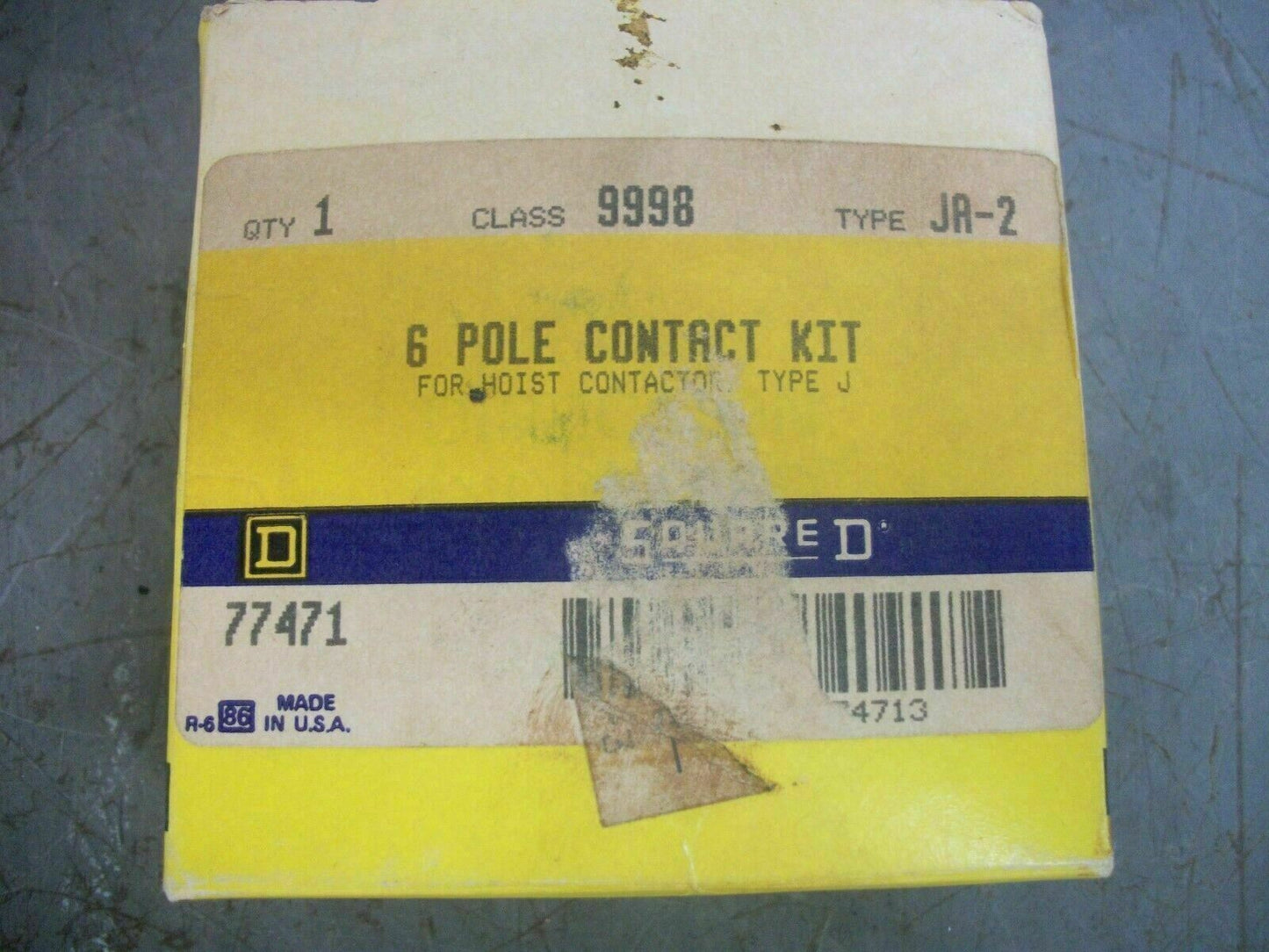 SQUARE D 6-POLE CONTACT KIT FOR HOIST CONTACTOR TYPE J 9998JA2 NIB