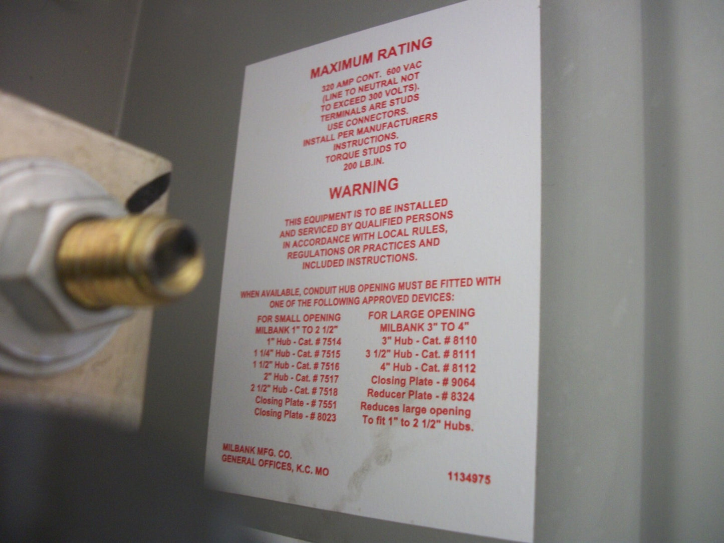 MILBANK METER BASE SOCKET ENCLOSURE TYPE 3R U2594-X 320AMP 600VOLT NOB