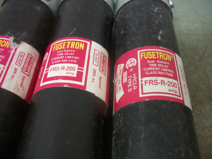 BUSSMANN LOT OF 3 FUSETRON FUSES FRS-R-200 200AMP 600VOLT