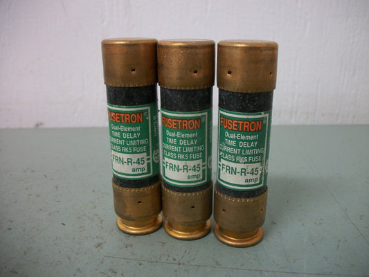 BUSSMANN LOT OF 3 FUSETRON FUSES FRN-R-45 45AMP 250VOLT