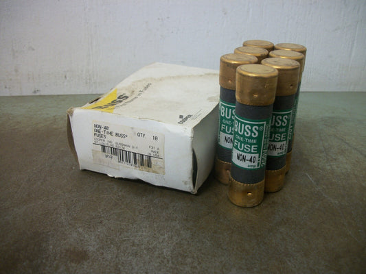 BUSSMANN BOX OF 7 ONE-TIME FUSES NON40 40AMP 250VOLT NIB