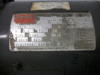 DAYTON 3/4HP 56 TEFC AC MOTOR 2N8660 460VOLT 3PH 1725RPM