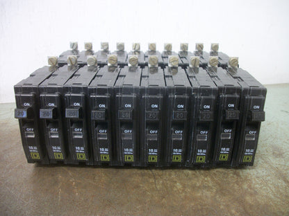 SQUARE D LOT OF 20 QOB CIRCUIT BREAKERS QOB120 20AMP 240VOLT 1POLE 10kA