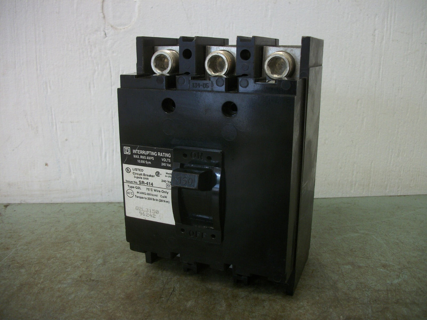 SQUARE D Q2L CIRCUIT BREAKER Q2L3150 150AMP 240VOLT 3POLE