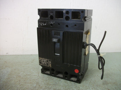 GE TED CIRCUIT BREAKER TED134040 40AMP 480VOLT 3POLE BLACK W/SHUNT