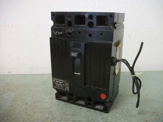 GE TED CIRCUIT BREAKER TED134040 40AMP 480VOLT 3POLE BLACK W/SHUNT