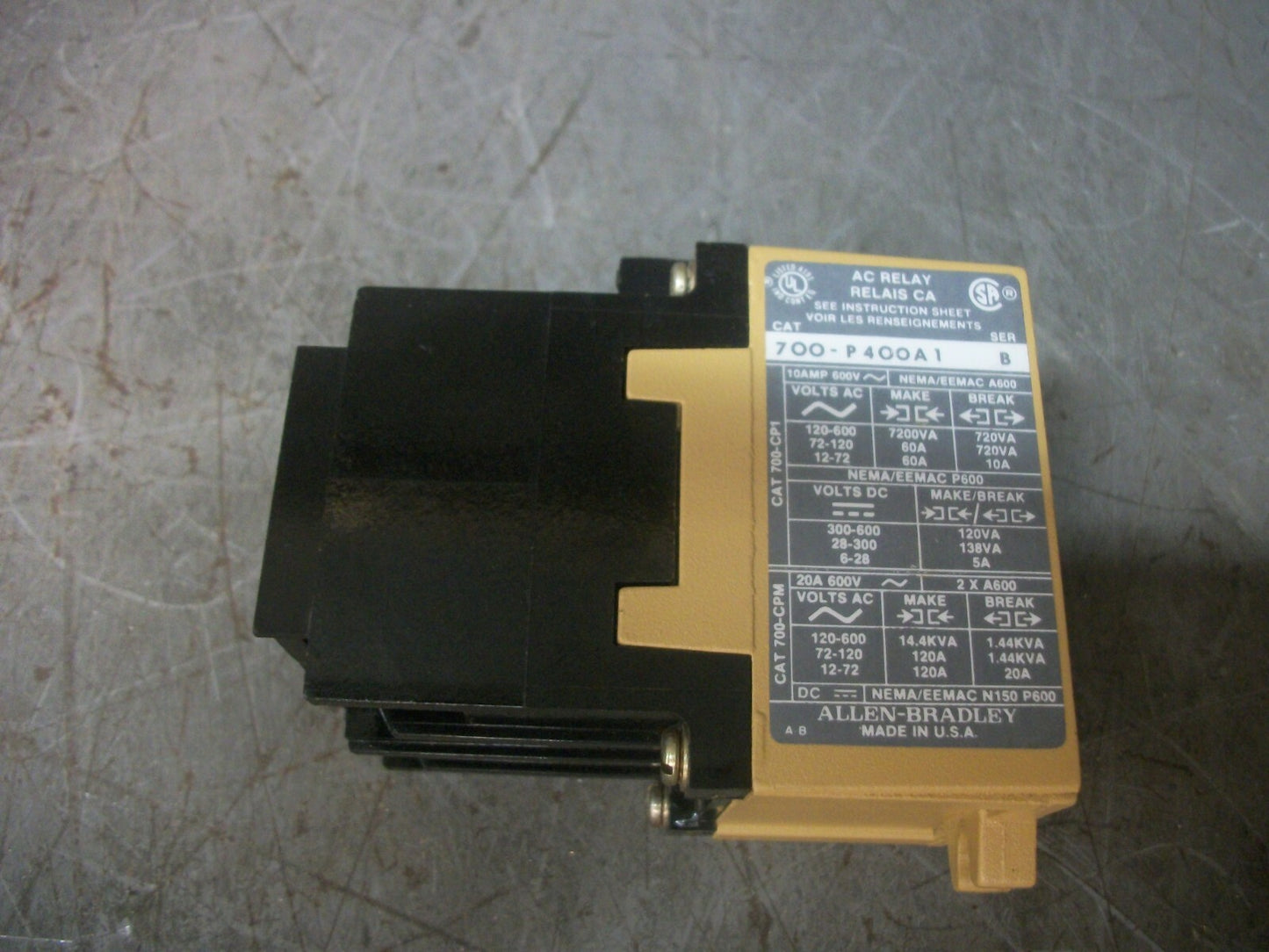 ALLEN-BRADLEY AC CONTROL RELAY 700-P400A1 120VCOIL