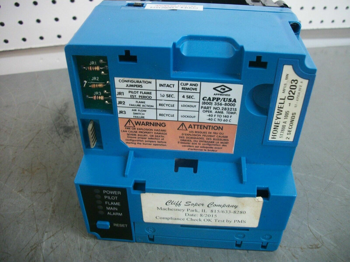 HONEYWELL BURNER CONTROL ST7800A1005 W/FLAME AMPLIFIER R7847B1031