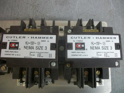 CUTLER-HAMMER SIZE 3 REV MOTOR STARTER C10EN3 90AMP 480VCOIL 3PH 600V 50HP