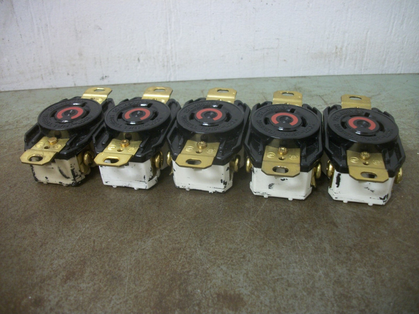 HUBBELL LOT OF 5 TWIST-LOCK RECEPTACLES HBL2430 20AMP 480VOLT 3PH 3P 4W