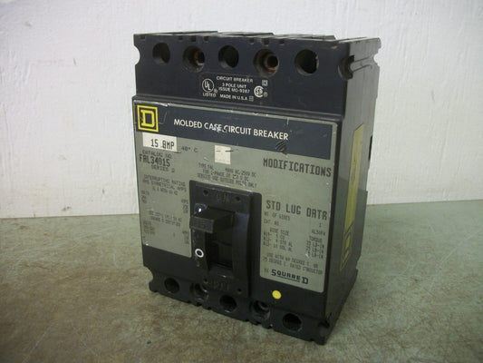 SQUARE D FAL CIRCUIT BREAKER FAL34015 15AMP 480VOLT 3POLE GRAY