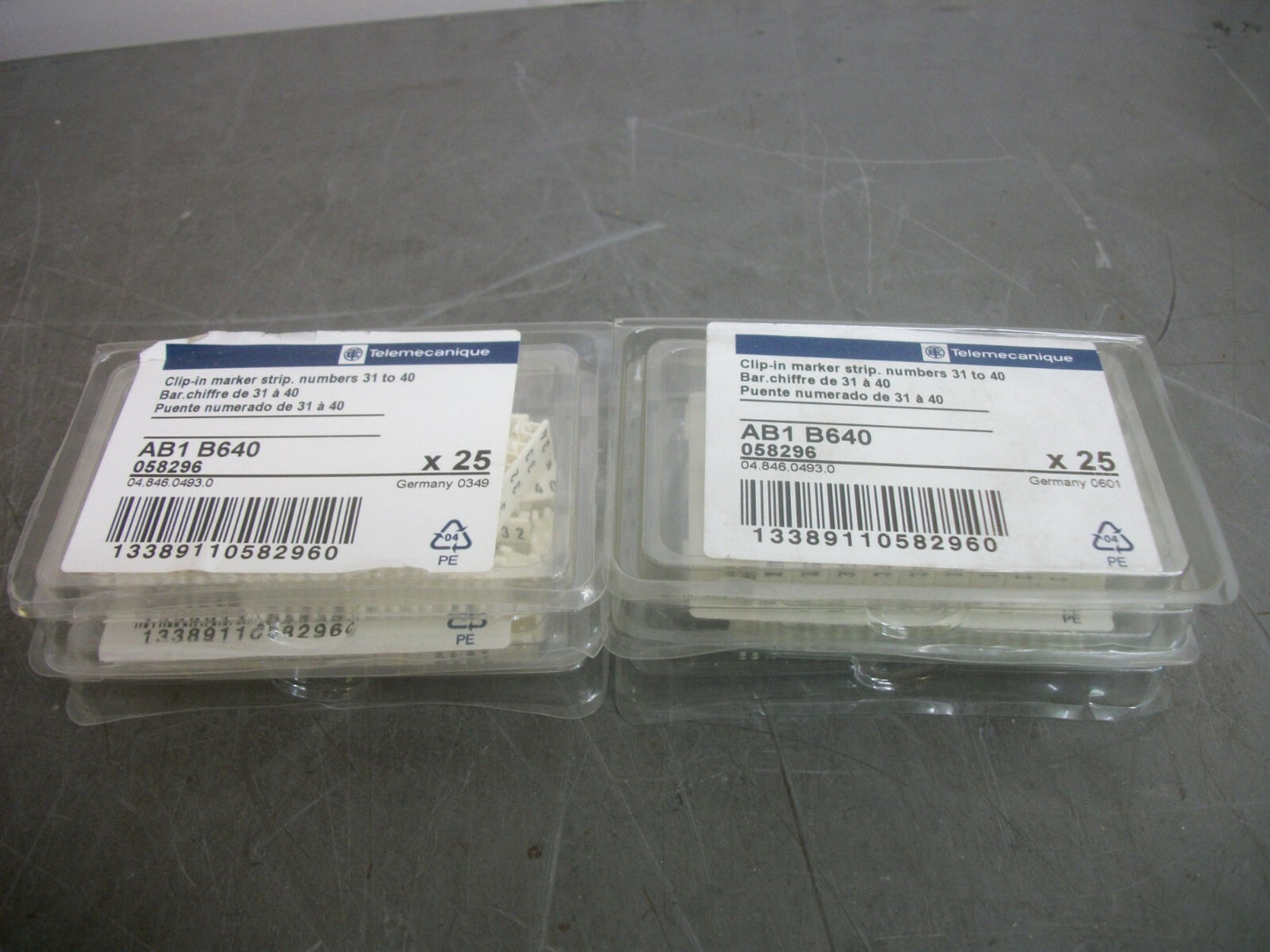 TELEMECANIQUE LOT OF 4 CLIP-IN MARKER STRIPS NUMBERS 31-40 AB1B640 NEW