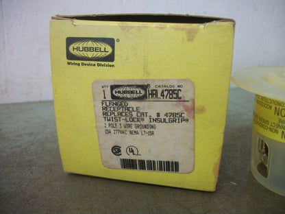 HUBBELL TWIST-LOCK FLANGED RECEPTACLE HBL4785C 15AMP 277VOLT 2P 3W GRND NIB