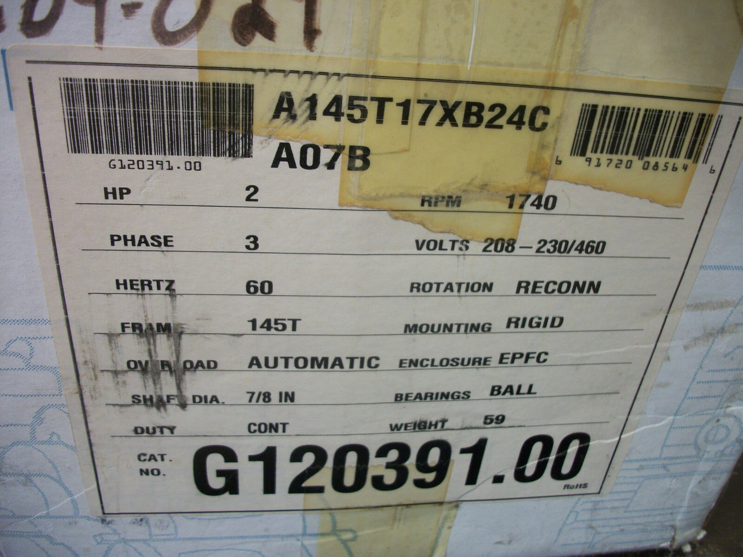 LEESON 2HP 145T EPFC EXPLOSION PROOF AC MOTOR G120391.00 460VOLT 1740RPM 3PH NIB