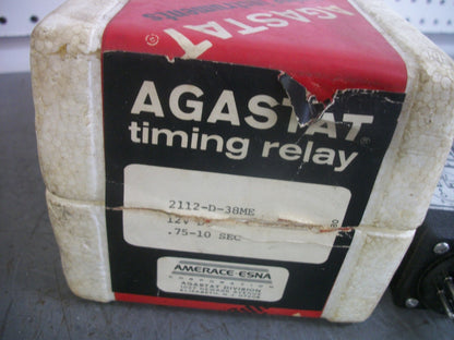 AGASTAT TIMING RELAY 2112-D-38ME 12VDC .75-10SEC NIB