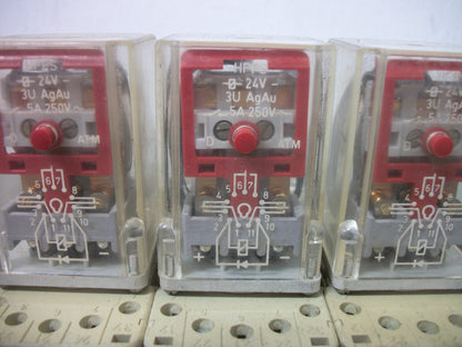 PILZ LOT OF 3 3PDT PLUG-IN RELAYS HPPS 3UAGAU 24VCOIL 5AMP 250VOLT