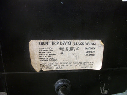 GE TED CIRCUIT BREAKER TED134040 40AMP 480VOLT 3POLE BLACK W/SHUNT