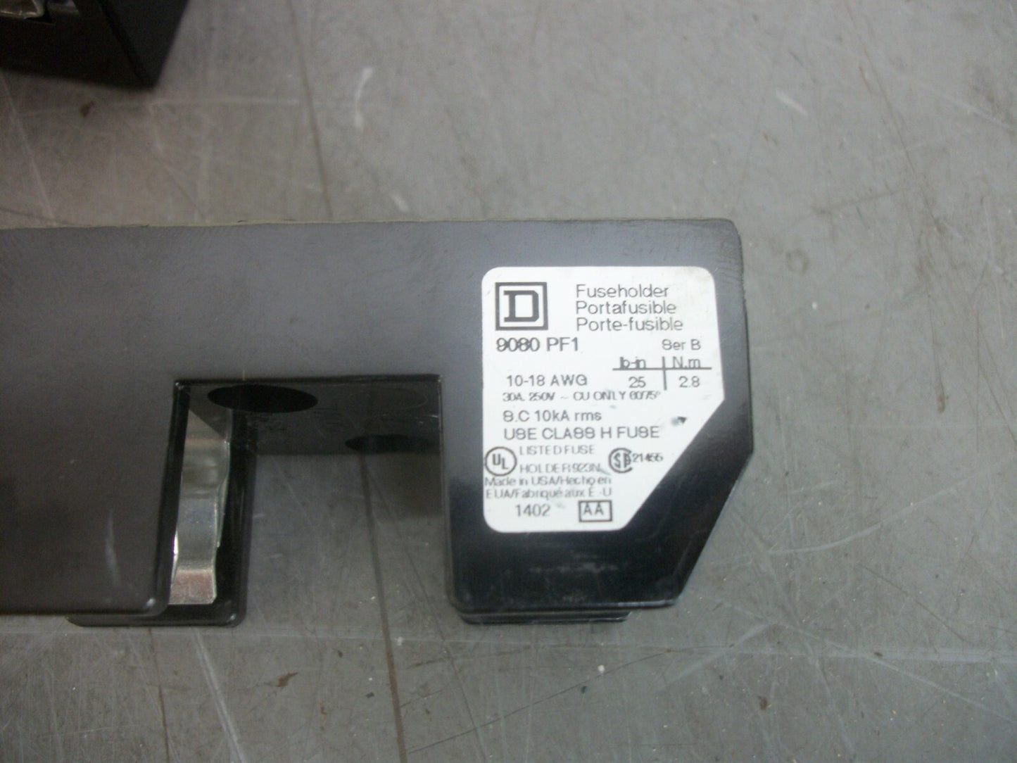 SQUARE D LOT OF 2 CLASS H FUSEHOLDERS 9080PF1 30AMP 250VOLT 1POLE NOB
