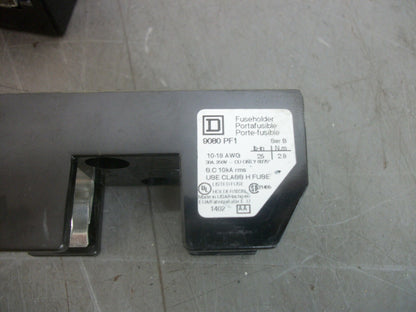 SQUARE D LOT OF 2 CLASS H FUSEHOLDERS 9080PF1 30AMP 250VOLT 1POLE NOB