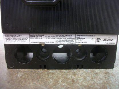 SIEMENS QJ CIRCUIT BREAKER QJ23B175 175AMP 240VOLT 3POLE