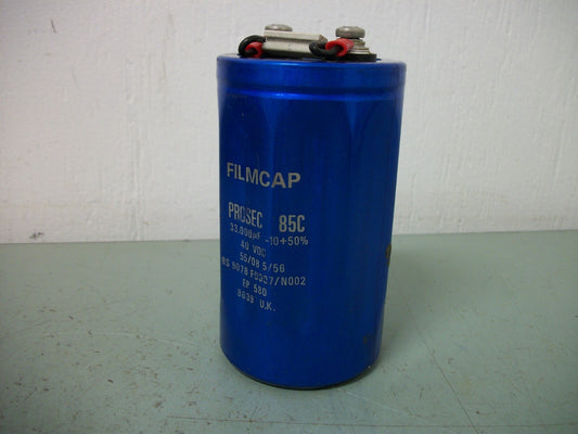PROSEC FILMCAP 85C 33,000uF CAPACITOR BS 9078 F0007/N002 40VDC