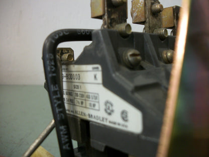 ALLEN-BRADLEY SIZE 1 MOTOR STARTER 709-BOD103 120VCOIL 3PH 600V 10HP