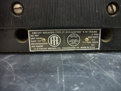 SIEMENS ITE KM3 CIRCUIT BREAKER KM3F800 800AMP 600VOLT 3POLE W/800A TRIP