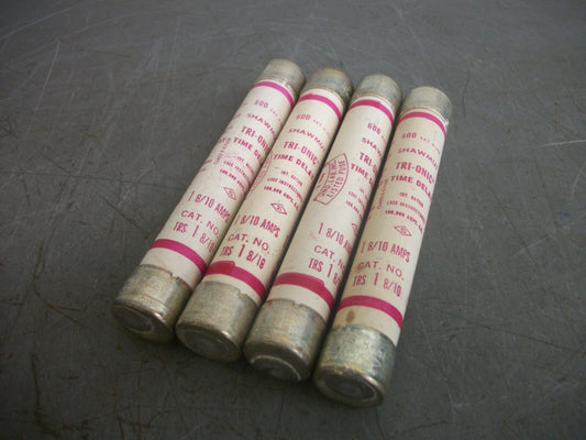 GOULD SHAWMUT LOT OF 4 TRI-ONIC FUSES TRS1-8/10 1-8/10AMP 600VOLT NOB