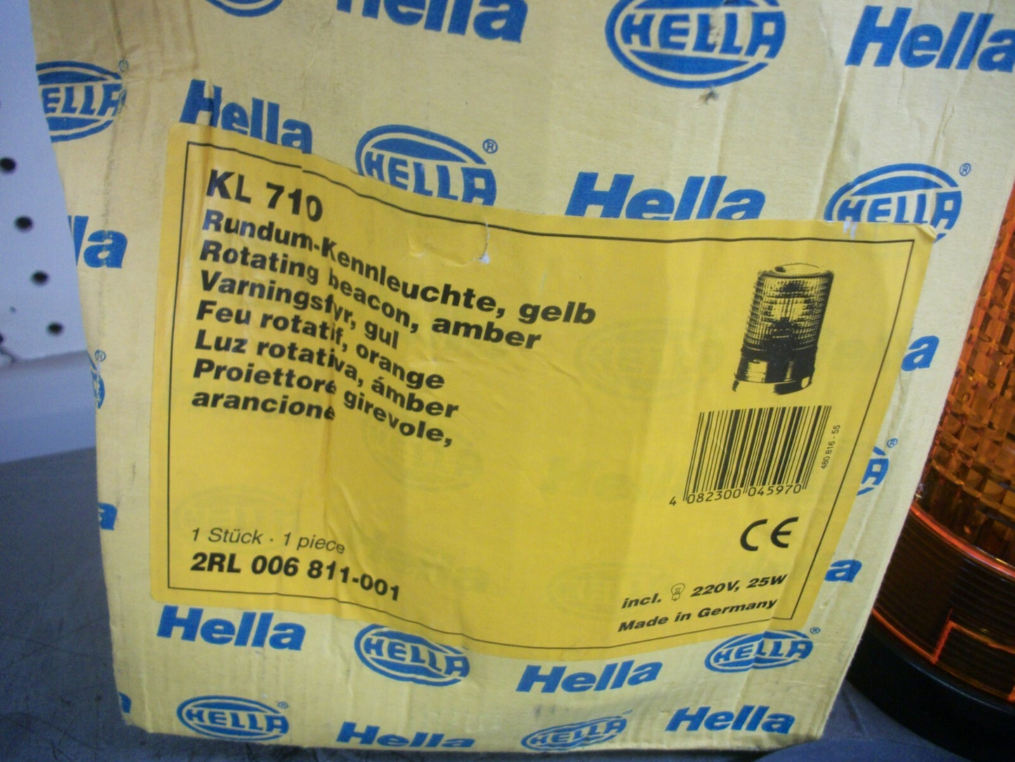 HELLA AMBER ROTATING BEACON KL 710 220VOLT 25WATT NIB