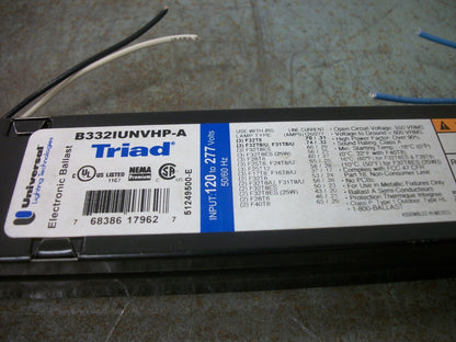 UNIVERSAL TRIAD ELECTRONIC BALLAST B332IUNVHP-A 120/277VOLT