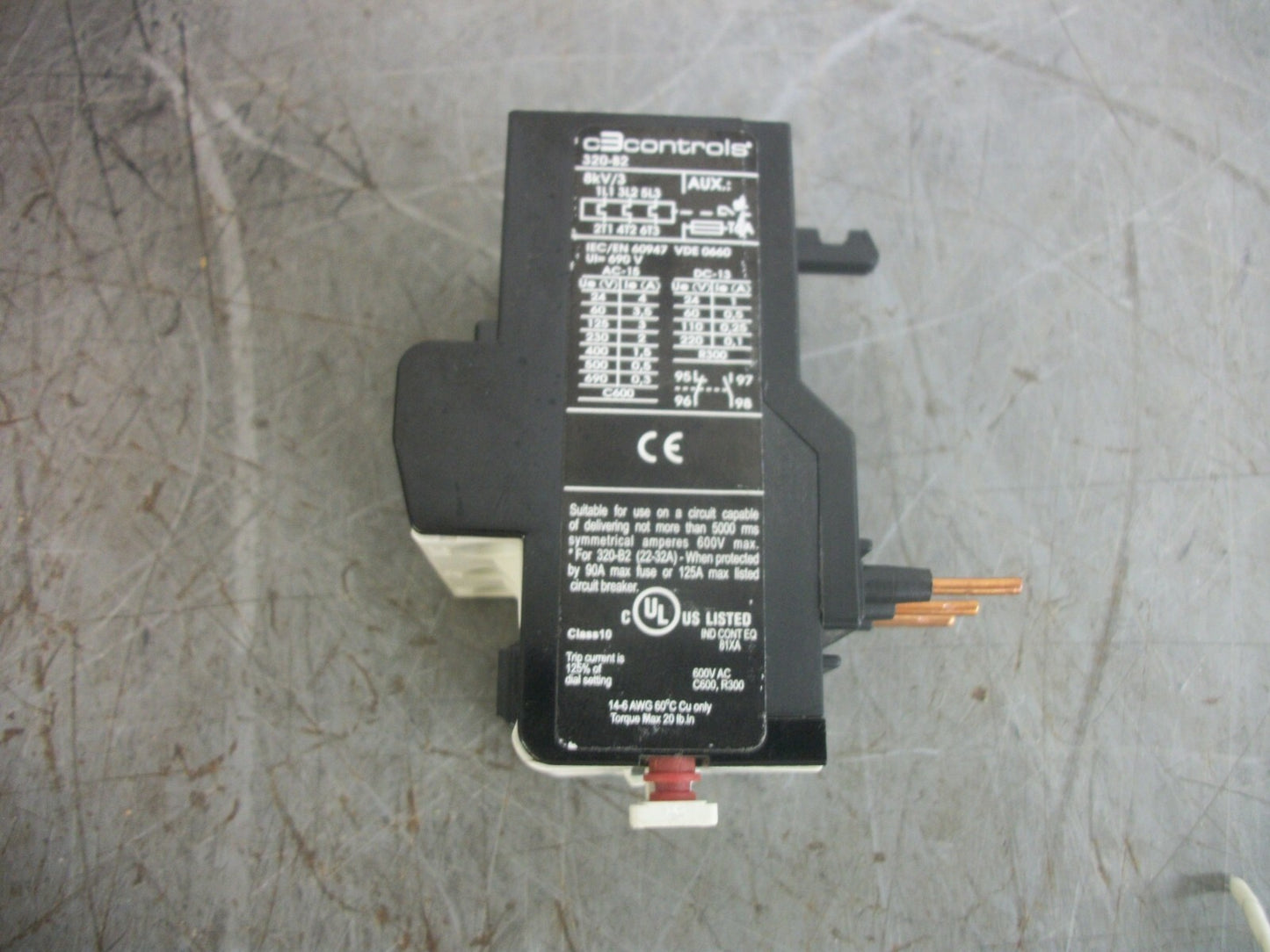 C3 CONTROLS THERMAL OVERLOAD RELAY 320-B2U15 10-15AMP