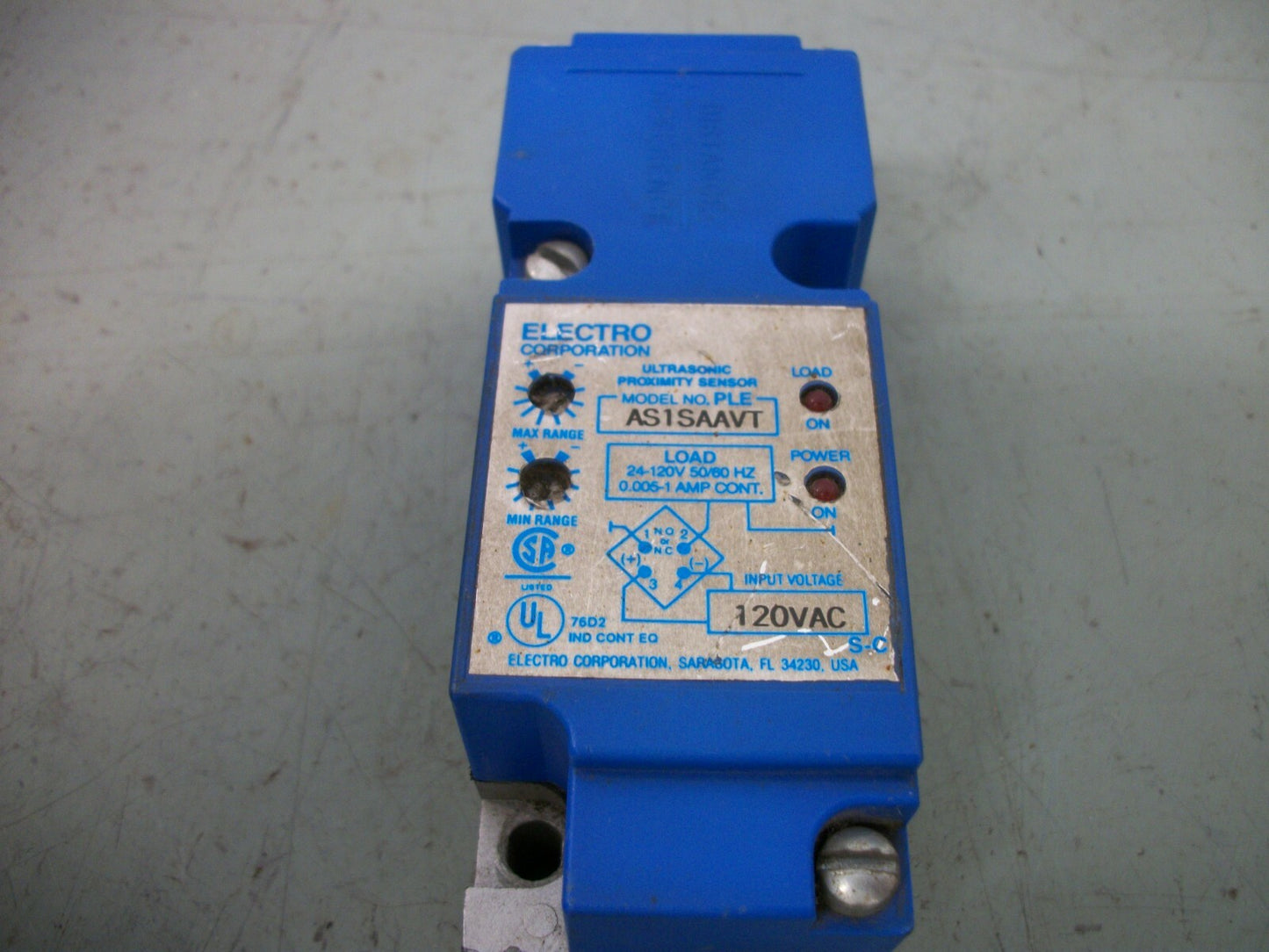 ELECTRO ULTRASONIC PROXIMITY SENSOR AS1SAAVT 120VAC