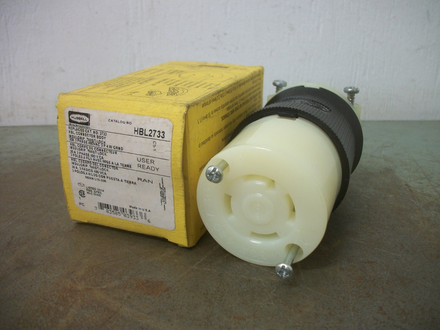HUBBELL TWIST-LOCK CONNECTOR BODY HBL2733 30AMP 480VOLT 3P 4W GRND NIB