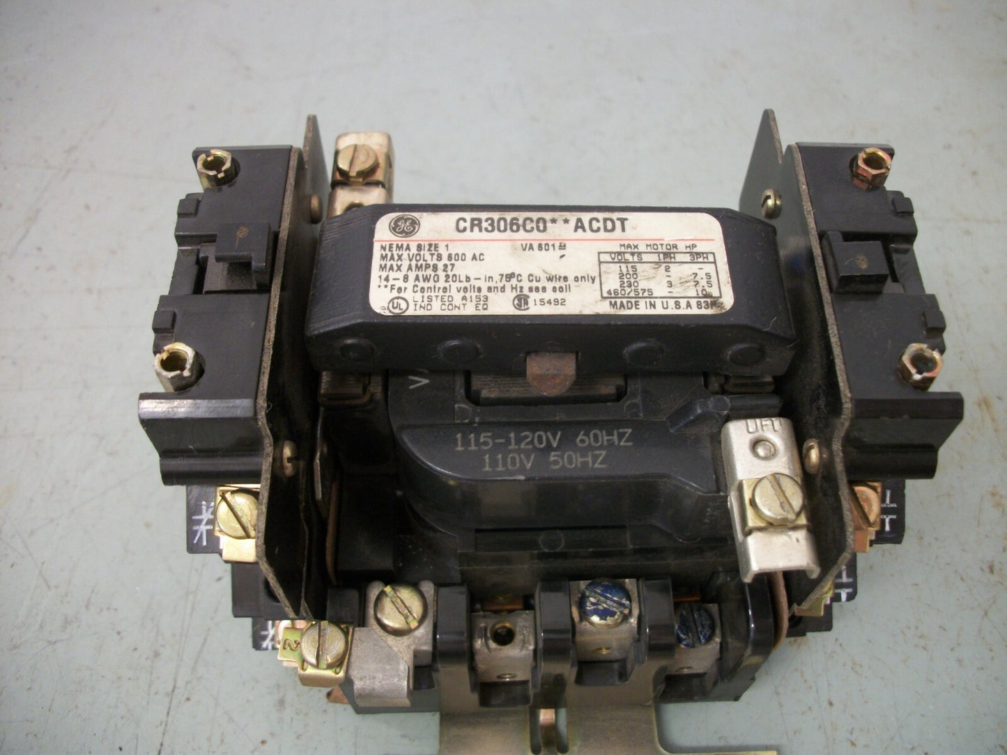 GE SIZE 1 CONTACTOR CR306C0**ACDT 27AMP 120VCOIL 3PH 600V 10HP