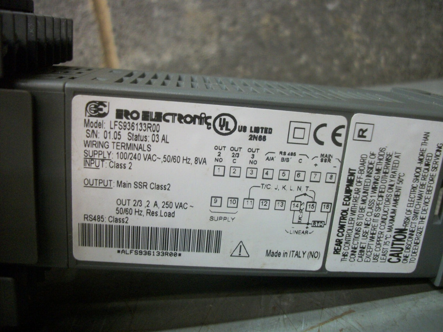 BARBER-COLMAN ERO ELECTRONIC TEMPERATURE CONTROLLER LFS936133R00