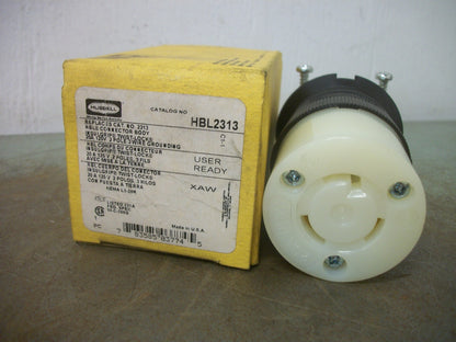 HUBBELL TWIST-LOCK CONNECTOR BODY HBL2313 20AMP 125VOLT 2P 3W GRND NIB