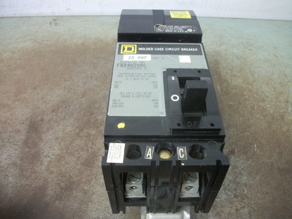 SQUARE D I-LINE FA CIRCUIT BREAKER FA24020AC 20AMP 480VOLT 2POLE GRAY