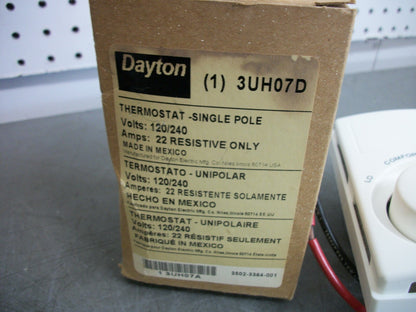 DAYTON SINGLE POLE THERMOSTAT 3UH07D 120/240VOLT 22AMP NIB