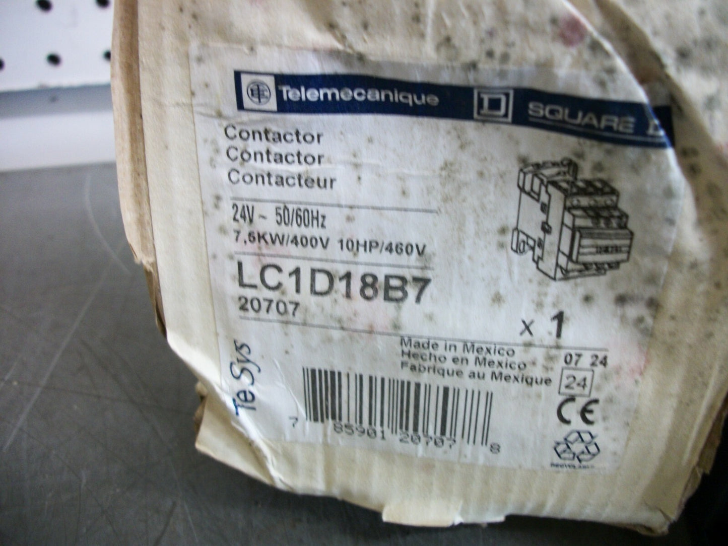 TELEMECANIQUE CONTACTOR LC1D18B7 32AMP 24VCOIL 3PH 600V 15HP NIB