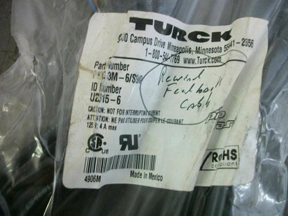 TURCK 6M 3WIRE STRAIGHT FEMALE CORDSET PKG3M-6/S90 NEW