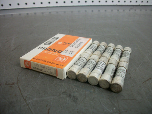 FERRAZ-SHAWMUT BOX OF 10 PRONORM FUSES DF2CN02 2AMP 500VOLT NIB
