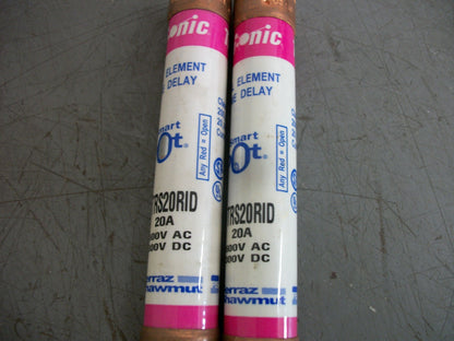 FERRAZ-SHAWMUT LOT OF 2 SMART SPOT FUSES TRS20RID 20AMP 600VOLT