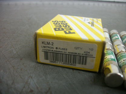 BUSSMANN BOX OF 8 LIMITRON FUSES KLM2 2AMP 600VOLT NIB