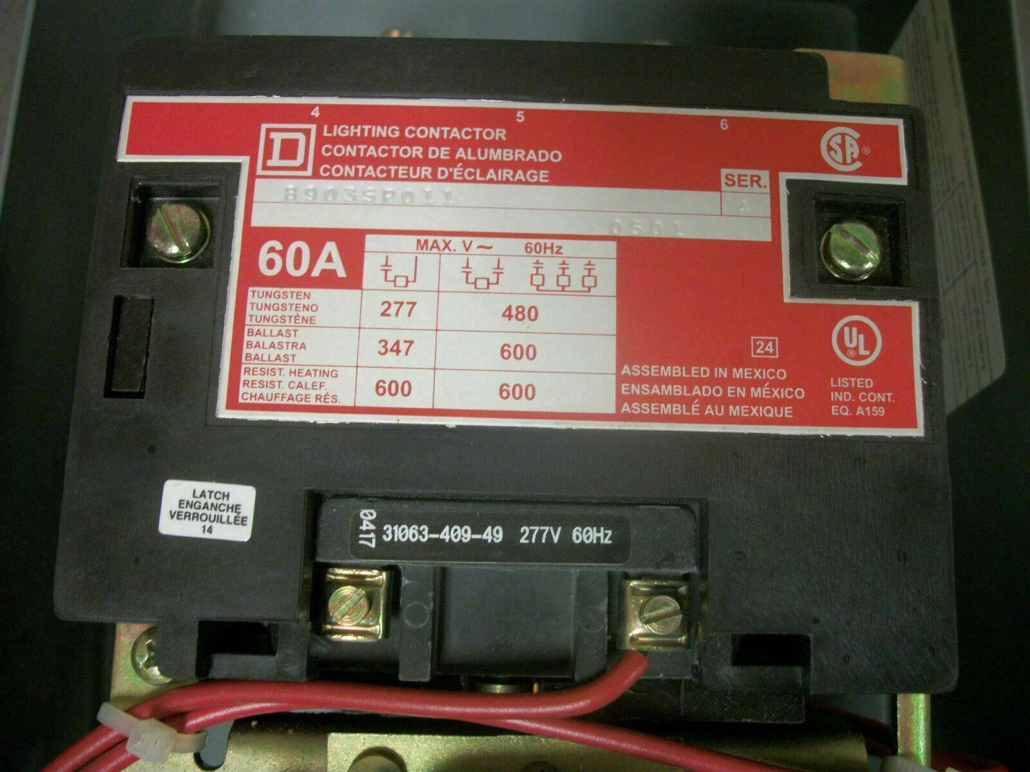 SQUARE D ENCL 60AMP LIGHTING CONTACTOR 8903SPO11 277VCOIL *NOB*