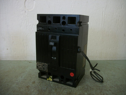 GE TED CIRCUIT BREAKER TED134070 70AMP 480VOLT 3POLE BLACK W/SHUNT