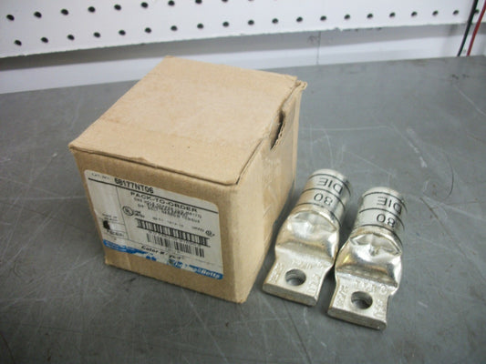 THOMAS & BETTS BOX OF 2 1-HOLE 3/8" BOLT NARROW TONGUE COPPER LUGS 58177NT06 NIB