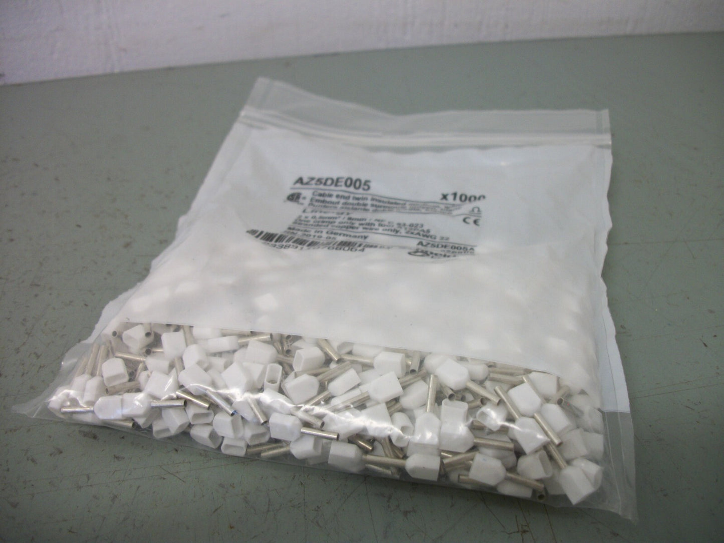 TELEMECANIQUE LOT OF 1000 0.5MM2 8MM WHITE INSUL CABLE TWIN ENDS AZ5DE005 NEW