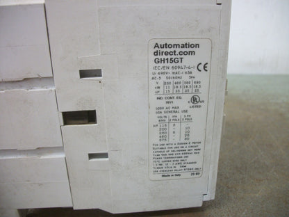 AUTOMATION DIRECT CONTACTOR GH15GT 60AMP 240VCOIL 3PH 600V 30HP