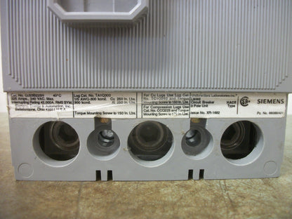 SIEMENS QJ CIRCUIT BREAKER QJ23B225H 225AMP 240VOLT 3POLE 42KA